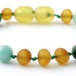 Barnsteen armband – raw honey met amazoniet en jade